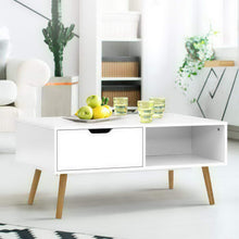 Load image into Gallery viewer, Artiss Coffee Table Storage Drawer Open Shelf Wooden Legs Scandinavian White