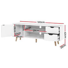 Load image into Gallery viewer, 120cm Wooden Scandinavian White TV Cabinet Entertainment Unit