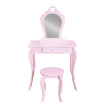 Load image into Gallery viewer, Keezi Pink Kids Vanity Dressing Table Stool Set Mirror Princess Children Makeup
