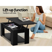 Load image into Gallery viewer, Lift Up Top Coffee Table With Storage Shelf - Black
