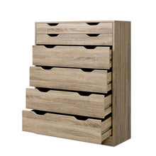 Load image into Gallery viewer, Artiss 6 Chest of Drawers Tallboy Dresser Table Storage Cabinet Oak Bedroom