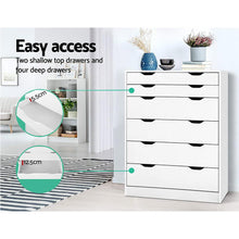 Load image into Gallery viewer, Artiss 6 Chest of Drawers Tallboy Cabinet Storage Dresser Table Bedroom Storage