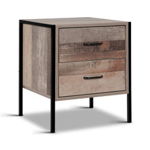 Load image into Gallery viewer, Bedside Table Drawers Nightstand - Metal Oak