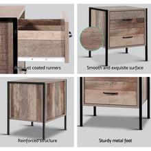 Load image into Gallery viewer, Bedside Table Drawers Nightstand - Metal Oak