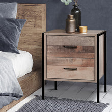 Load image into Gallery viewer, Bedside Table Drawers Nightstand - Metal Oak