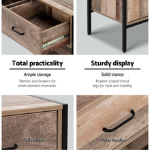 Load image into Gallery viewer, 120cm Industrial Rustic Wooden TV Stand Entertainment Unit