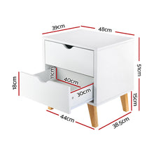 Load image into Gallery viewer, Artiss 2 Drawer Wooden Bedside Tables - White