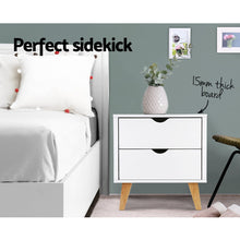 Load image into Gallery viewer, Artiss 2 Drawer Wooden Bedside Tables - White