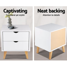 Load image into Gallery viewer, Artiss 2 Drawer Wooden Bedside Tables - White