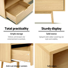 Load image into Gallery viewer, 160cm Wooden Scandinavian Entertainment Unit - Natural