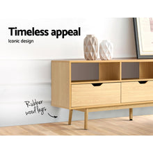 Load image into Gallery viewer, 160cm Wooden Scandinavian Entertainment Unit - Natural