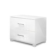 Load image into Gallery viewer, High Gloss Two Drawers Bedside Table - White