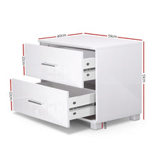 Load image into Gallery viewer, High Gloss Two Drawers Bedside Table - White