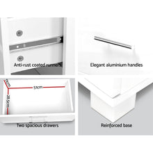 Load image into Gallery viewer, High Gloss Two Drawers Bedside Table - White