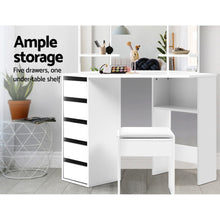 Load image into Gallery viewer, Corner Dressing Table With Mirror Stool White Mirrors
