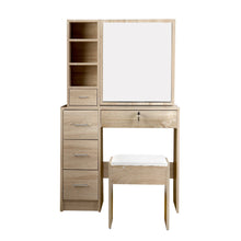 Load image into Gallery viewer, Artiss Dressing Table Stool Set Slide Mirror Makeup Vanity Desk Chair Drawer Oak
