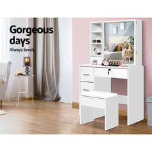 Load image into Gallery viewer, Artiss Dressing Table Stool Mirror Jewellery Cabinet Makeup Storage Drawer White