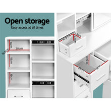 Load image into Gallery viewer, Artiss Dressing Table Stool Mirror Jewellery Cabinet Makeup Storage Drawer White