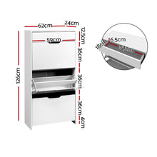 Load image into Gallery viewer, Artiss Shoe Cabinet 3 Tier Shoes Storage Drawer High Gloss White Rack Shelf