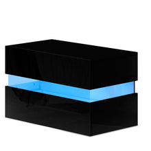 Load image into Gallery viewer, Modern design 2 Drawers RGB LED Side High Gloss Black Bedside Table