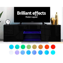 Load image into Gallery viewer, 130cm RGB LED High Gloss Black TV Cabinet Entertainment Unit
