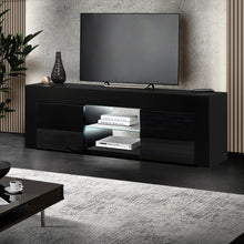 Load image into Gallery viewer, 130cm RGB LED High Gloss Black TV Cabinet Entertainment Unit