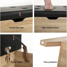 Load image into Gallery viewer, Artiss Storage Ottoman Blanket Box Leather Bench Foot Stool Chest Toy Oak Couch