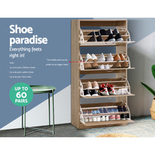 Load image into Gallery viewer, 60 Pairs Black Shoe Cabinet - Wood