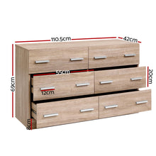 Load image into Gallery viewer, Artiss 6 Chest of Drawers Cabinet Dresser Table Tallboy Lowboy Storage Wood
