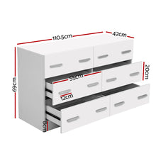 Load image into Gallery viewer, Artiss 6 Chest of Drawers Cabinet Dresser Tallboy Lowboy Storage Bedroom White