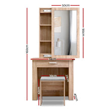 Load image into Gallery viewer, Wooden Dressing Table with Stool and Mirror
