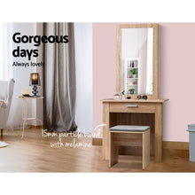 Load image into Gallery viewer, Wooden Dressing Table with Stool and Mirror