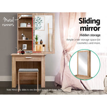 Load image into Gallery viewer, Wooden Dressing Table with Stool and Mirror