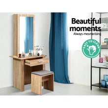 Load image into Gallery viewer, Wooden Dressing Table with Stool and Mirror