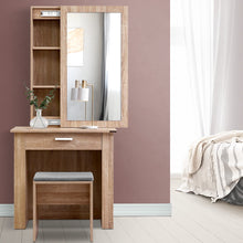 Load image into Gallery viewer, Wooden Dressing Table with Stool and Mirror