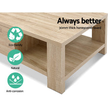 Load image into Gallery viewer, Artiss Coffee Table Wooden Shelf Storage Drawer Living Furniture Thick Tabletop