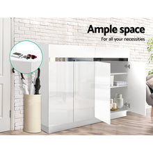 Load image into Gallery viewer, Artiss 120cm Shoe Cabinet Shoes Storage Rack High Gloss Cupboard White Drawers