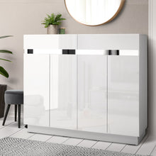 Load image into Gallery viewer, Artiss 120cm Shoe Cabinet Shoes Storage Rack High Gloss Cupboard White Drawers