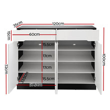 Load image into Gallery viewer, Artiss 120cm Shoe Cabinet Shoes Storage Rack High Gloss Cupboard Shelf Drawers