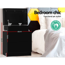 Load image into Gallery viewer, Artiss Bedside Tables 2 Drawers Side Table Storage Nightstand Black Bedroom Wood