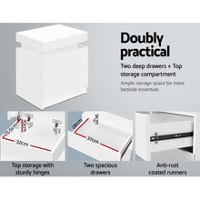 Load image into Gallery viewer, Artiss Bedside Tables 2 Drawers Side Table Storage Nightstand White Bedroom Wood