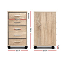 Load image into Gallery viewer, 5 Drawer Office Filing Cabinet - Wood