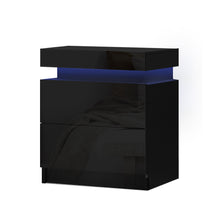 Load image into Gallery viewer, Artiss Bedside Tables Side Table Drawers RGB LED High Gloss Nightstand Black