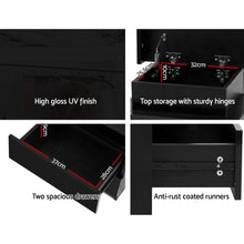 Load image into Gallery viewer, Artiss Bedside Tables Side Table Drawers RGB LED High Gloss Nightstand Black