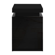 Load image into Gallery viewer, Artiss Bedside Tables Side Table 3 Drawers RGB LED High Gloss Nightstand Black