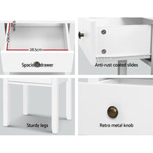 Load image into Gallery viewer, Bedside Tables Drawer Side Table Nightstand White Storage Cabinet White Lamp
