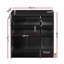 Load image into Gallery viewer, Artiss 2 Doors Shoe Cabinet Storage Cupboard - Black