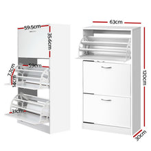 Load image into Gallery viewer, Artiss 3 Tier Shoe Cabinet - White