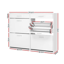 Load image into Gallery viewer, Artiss 36 Pairs Shoe Cabinet Rack Organisers Storage Shelf Drawer Cupboard White