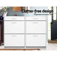 Load image into Gallery viewer, Artiss 36 Pairs Shoe Cabinet Rack Organisers Storage Shelf Drawer Cupboard White